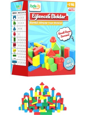 Hak-İş Oyuncak Hak-İş Eğitici Renkli Ahşap Bloklar 102 Parça Ahşap Malzeme ile Çocuk Gelişimine Destek