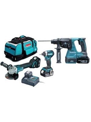 DLX3070TX Makita 18V 5.0AH Darbeli Akülü Vidalama Seti 3 Adet Li-on Akü ve Hızlı Şarj Cihazı ile