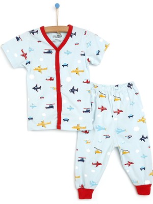 Hello Baby Basic Erkek Bebek Baharlık Kısa Kol Çıtçıtlı Pijama Takımı