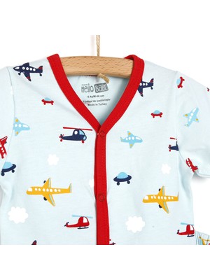 Hello Baby Basic Erkek Bebek Baharlık Kısa Kol Çıtçıtlı Pijama Takımı