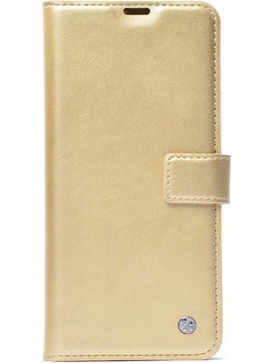 Dlrcase Huawei P Smart 2021 Kılıf Kar Delüx Cüzdan Kartvizitli Kopçalı Gold