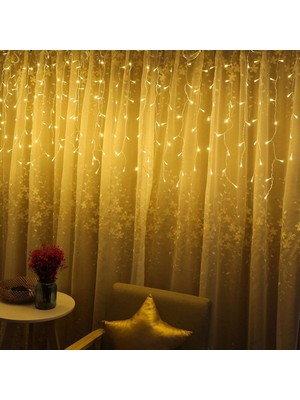 Trendpoint 6x1 Metre Perde LED Animasyonlu 24 Saçaklı Kablolu Fişli Eklenebilir 8 Fonksiyonlu