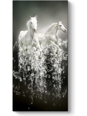 Tabloshop Soyut Beyaz Atlar Tablosu