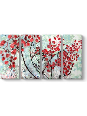 Tabloshop Kırmızı Yapraklı Ağaç Dalları Kanvas Tablo