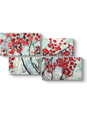 Tabloshop Kırmızı Yapraklı Ağaç Dalları Kanvas Tablo