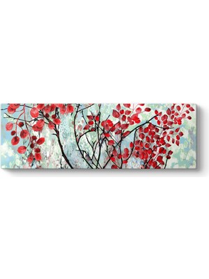Tabloshop Kırmızı Yapraklı Ağaç Dalları Kanvas Tablo