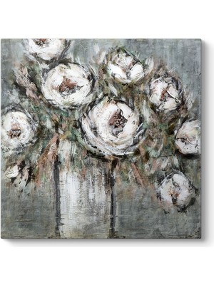 Tabloshop Soyut Beyaz Gül Buketi Tablosu