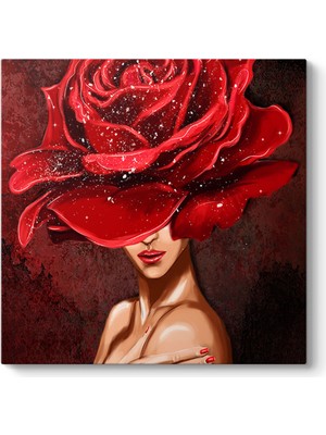 Tabloshop Kadın ve Kırmızı Gül Tablosu