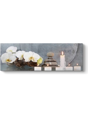 Tabloshop Taşlar Mum Orkide Panorama Tablo