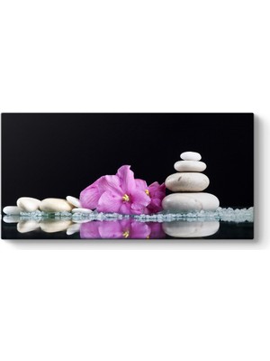 Tabloshop Mor Çiçek ve Çakıl Taşları Panorama Tablo