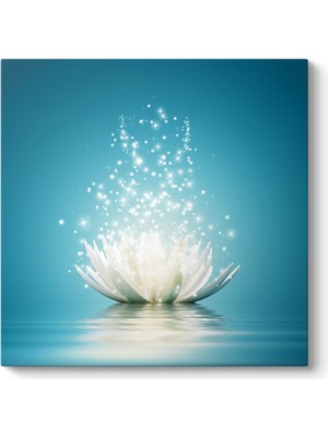 Tabloshop Işıltılı Mavi Nilüfer Tablosu