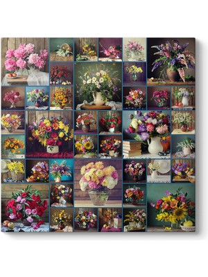 Tabloshop Vazoda Çiçekler Kolaj Tablosu