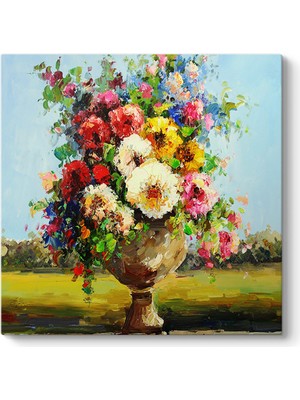 Tabloshop Yağlıboya Çizim Çiçek Tablosu