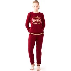 Mod Collection Kadın Bordo Yuvarlak Yaka Pijama Takımı