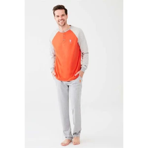 U.S. Polo Assn. Erkek Turuncu Patlı Pijama Takım