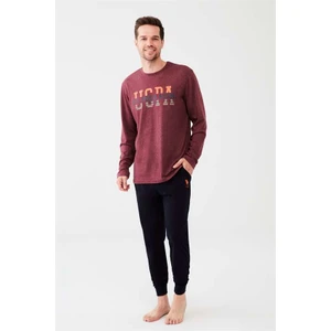 U.S. Polo Assn. Erkek Mürdüm Melanj Yuvarlak Yaka Pijama Takım