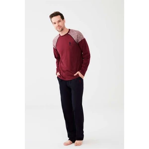 U.S. Polo Assn. Erkek Mürdüm Yuvarlak Yaka Pijama Takım