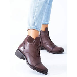 Kadın  Deri Günlük Kısa Bağsız Kahve Bot D21KB-1000-B