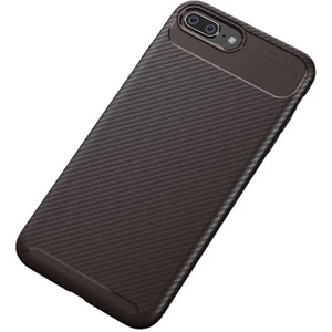 Case 4U Apple iPhone 7 Plus / 8 Plus Kılıf Rugged Armor Karbon Desenli Lüx Negro Silikon Arka Kapak Kahverengi