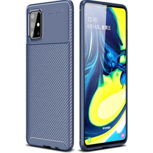 Case 4U A51 Uyumlu Kılıf Rugged Armor Karbon Desenli Lüx Negro Silikon Arka Kapak Lacivert