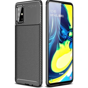 Case 4U A51 Uyumlu Kılıf Rugged Armor Karbon Desenli Lüx Negro Silikon Arka Kapak Siyah