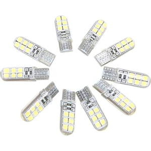 Gürler Oto Aksesuar 2 Adet T10 LED Ampül 12V 5W Beyaz Renk Park Plaka Tavan LED Işık 12 Ledli Silikonlu