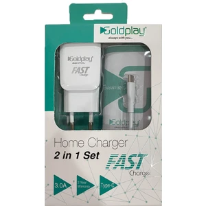 5 Volt 3 Amper Fast Type-C Hızlı Ev Şarj ve Data USB Kablo 2 In 1 Set