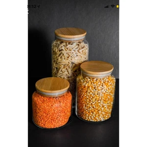 3’lü Bambu Kapaklı Kavanoz Seti 500 ml - 800 ml -1300 ml