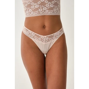 Pudra Dantel Detaylı Tanga