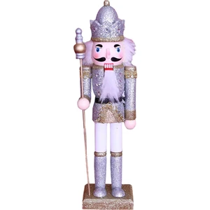 Strade Store 30 cm Ahşap Fındıkkıran Kral Süsler Noel Dekorasyon Kukla Gümüş (Yurt Dışından)