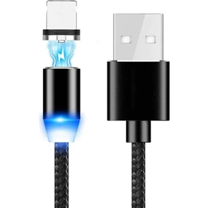 Apple iPhone Uyumlu iPad Lightning Manyetik Uçlu Mıknatıslı Şarj Kablosu 1 Metre Siyah AL2529