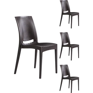 Rattan Bahçe Sandalyesi 4 Adet – Kahve