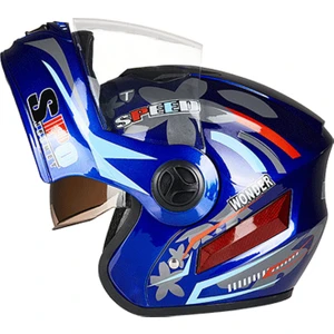 Strade Store Modüler Motosiklet Kask Sun Visor Açık Yüz Çift Hava Havalandırma Havalandırma Hafif Aerodinamik - Mavi (Yurt Dışıdan)