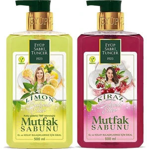 Eyüp Sabri Tuncer Mutfak Sabunu Seti Limon Aromalı, Kiraz  Aromalı 500 ml + Magic Sünger
