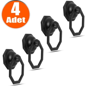 BADEM10 Sarkaç Dolap Çekmece Kulpu Kulbu Sekizgen Metal Siyah Halka Kulp (4 Adet)