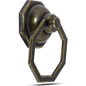 BADEM10 Sarkaç Dolap Çekmece Kulpu Kulbu Sekizgen Metal Halka Kulp (Antik Sarı)