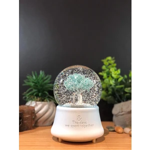 Sakura Ağacı Altınd Romantik Çiftler Işıklı Müzikli Püskürtmeli Büyük Boy Kar Küresi