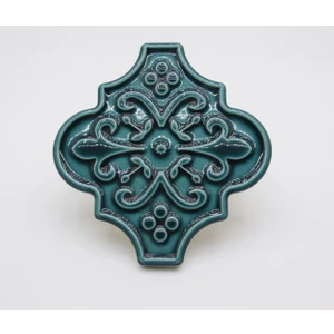 Kütahya Çini Yapı Tasarım 12X12 Ottoman Çiçekli Arabesk Turkuaz Çini