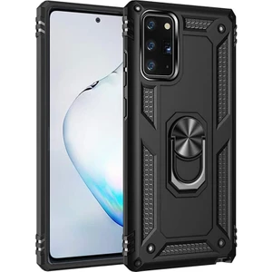 Samsung Galaxy Note 20 Kılıf Tank Koruma Vega Standlı Yüzüklü Mıknatıslı Siyah