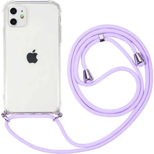 Apple iPhone 11 Kılıf Boyna Askılı Ayarlanabilir Şeffaf Silikon Mor