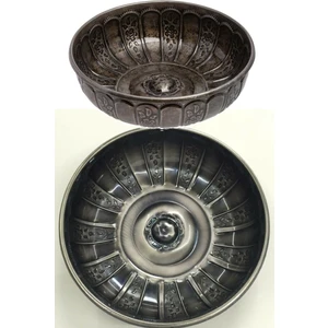 Nostaljik Osmanlı Hanedan Demir Hamam Tası Eskitme Nikel Renk 20 cm
