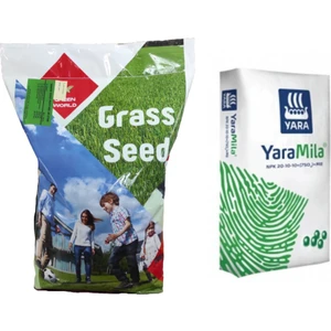 M.K.  Yayla Tohumculuk 4'lü Star Karışım Ithal Çim Tohumu - 5 kg + Çim Gübresi - 5 kg