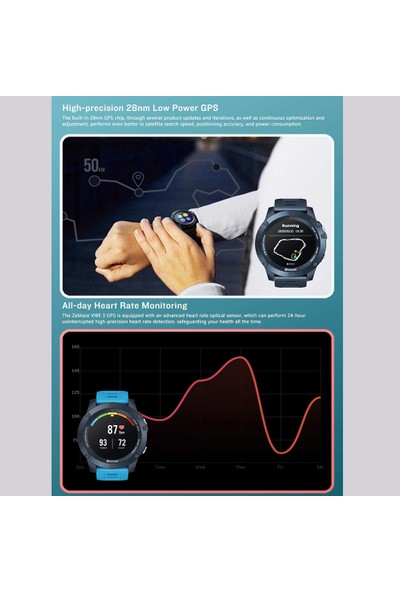 ZeBlaze Akıllı Saat Vibe 3 Gps 1.3 inç IPS Tam Dokunmatik Gps (Yurt Dışından)