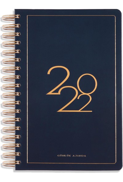 Matt Notebook 2022 Günlük Spiralli 12 Aylık Ajanda Lacivert