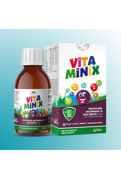 Vitamınix Multivitamin,Multimineral ve Kara Mürver İçeren Sıvı Takviye Gıda 150 ml