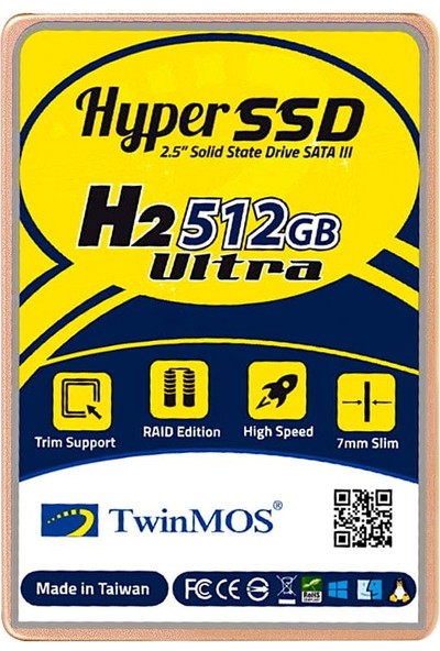 TwinMOS 512GB 2.5" SATA3 SSD 580Mb-550Mb/s (TM512GH2U)