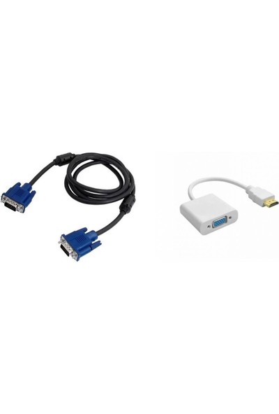 Temiz Pazar HDMI To VGA Kablo Çevirici Dönüştürücü + 1,5 Metre VGA Kablosu