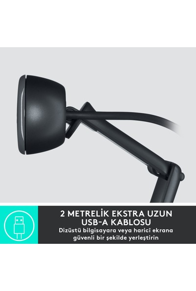 Logitech C505 HD Uzun Mesafeli Mikrofonlu Web Kamerası - Siyah