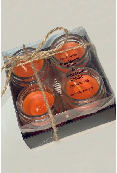 Artarchi Candles Mandalinalı Mum & Tangerine Scented 4'lü Set Mum 120GR / Aromatik Kokulu