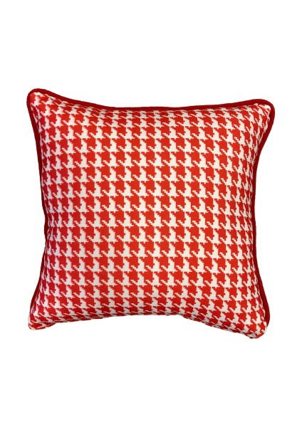 Tuğçe Demir Home Desıgn Kırmızı Kazayağı Desen Dekoratif Kırlent İç Dolgulu 43X43